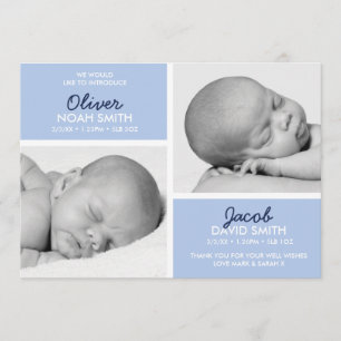 Jumelle le faire-part de naissance/carte de