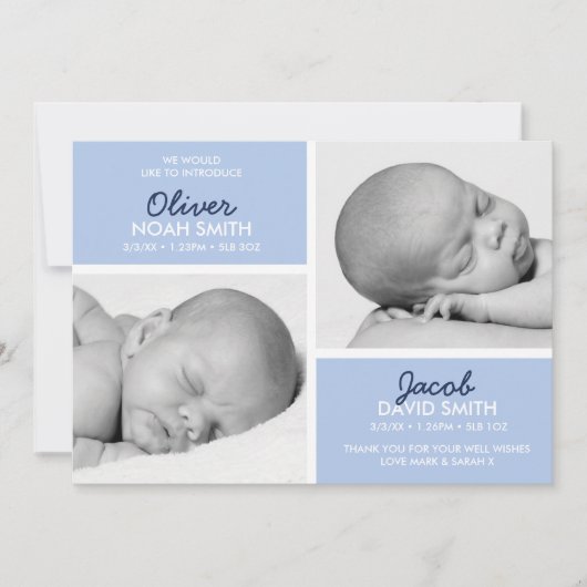 Jumelle le faire-part de naissance/carte de (Devant)