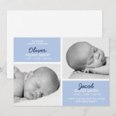 Jumelle le faire-part de naissance/carte de (Devant / Derrière)