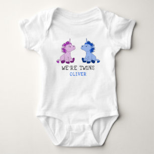 Jumelles Licorne Garçon Fille Body avec Nom