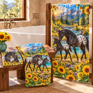 Jument et poulain Appaloosa noire Fleur de tournes