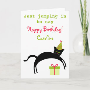 Jumer chat noir drôle carte d'anniversaire