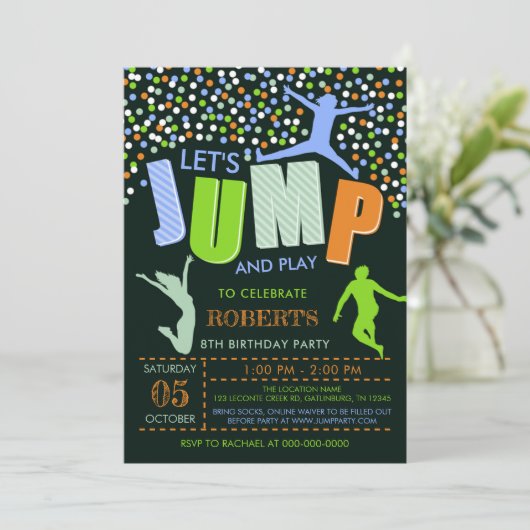 Jump Anniversaire, Jump Trampoline Invitation (Debout devant)