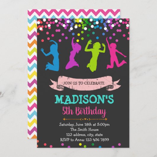 Jump anniversaire thème invitation (Devant / Derrière)