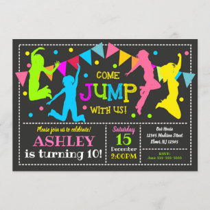 Jump Birthday Invitation Bounce House Trampoline Kaart