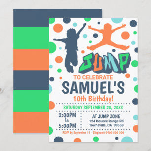 Jump Birthday Invitation Boy Jump Trampoline Kaart