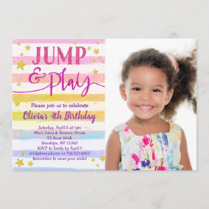 Jump Birthday Invitation for Girls Bounce Party Kaart