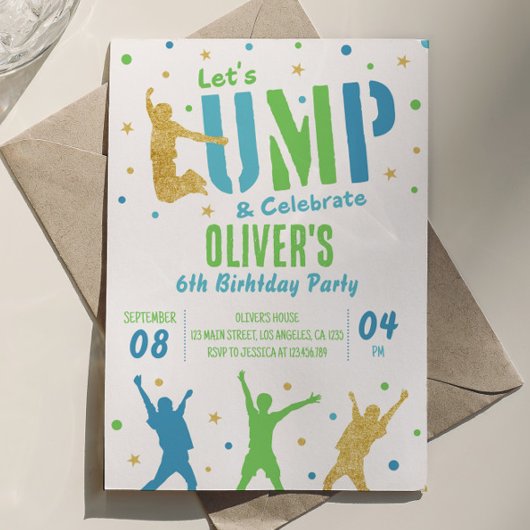 Jump Birthday Invitation Indoor Trampoline Park Kaart