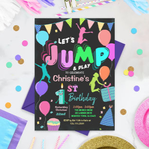 Jump Birthday Invitation Jumping Trampoline Party Kaart