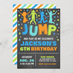 Jump Birthday Invitation, Trampoline Bounce House Kaart