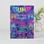 Jump Birthday Party Tie Dye Neon Glow Jump Party Kaart (Staand voorkant)