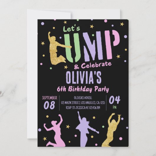 Jump Birthday Uitnodiging Bounce House Party (Voorkant)