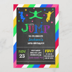 Jump Bounce House Trampoline Birthday Uitnodiging