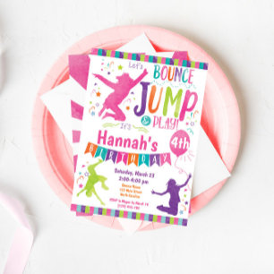 Jump Bounce House Trampoline Invitation d'annivers