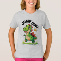 Jump Dino – Speelse Cartoon Sticker T-shirt