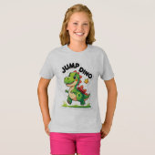 Jump Dino – Speelse Cartoon Sticker T-shirt (Voorkant volledig)