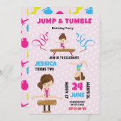 Jump en Tumble Gymnastics Verjaardag Uitnodiging (Voorkant / Achterkant)