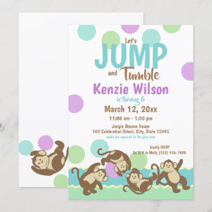 Jump en Tumble Monkey verjaardagsfeestje Kaart