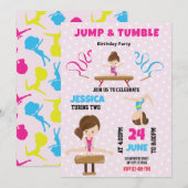 Jump et Tumble Gymnastique Anniversaire Invitation (Devant / Derrière)