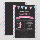 Jump Invitation Trampoline Verjaardagsfeest Kaart (Voorkant / Achterkant)