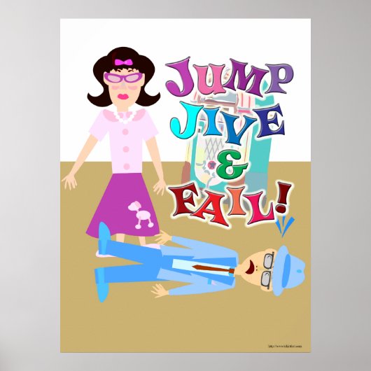 Jump Jive and Fail Swing Dance Cartoon Design Poster (Voorkant)