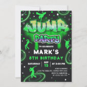 Jump Neon Trampoline Invitation de fête d'annivers (Devant)