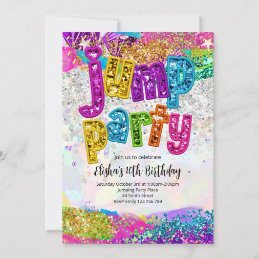 Jump Party Birthday Any Age Party Invitation (Devant)