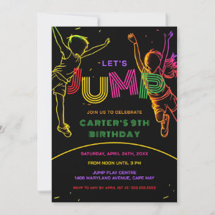 Jump Party Fun Kids Verjaardag Uitnodiging