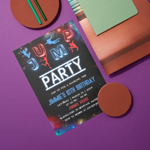 Jump Party Glow Invitation d'anniversaire
