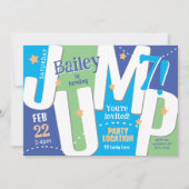 Jump Party Schattige Blauw Groen Jongen Verjaardag Kaart (Voorkant)