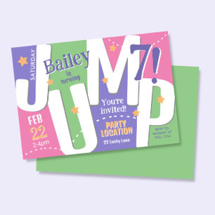 Jump Party Schattige Meisjes Pastel Lente Verjaard Kaart