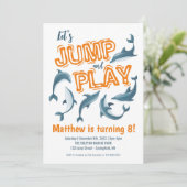 Jump Spelen Dolfijnenpark Kinder Feest Sinaasappel Kaart (Staand voorkant)