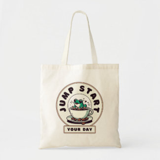 Jump Start Uw Dag Schattigee Kikker & Koffie Canva Tote Bag