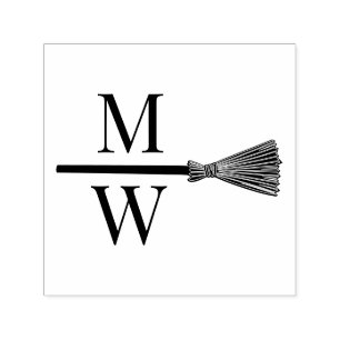 Jump the Broom D Couple Wedding 2 Initiaal Monogra Zelfinktende Stempel