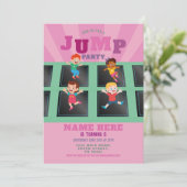 Jump Trampoline Birthday Girls Pink Invitation (Debout devant)