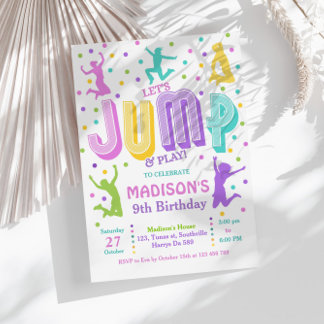 Jump Trampoline Park Verjaardagsfeestuitnodiging Kaart