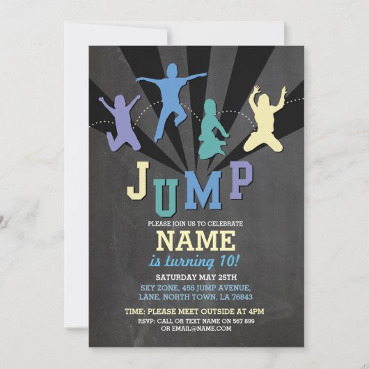Jump Trampoline Verjaardagsfeest Blauwe Jongens Ui Kaart (Voorkant)