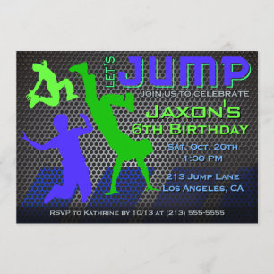 Jump verjaardagsuitnodiging - Bounce House Trampol Kaart