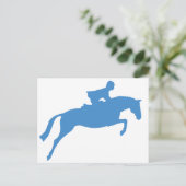 Jumper Horse Silhouette (blauw) Briefkaart (Staand voorkant)