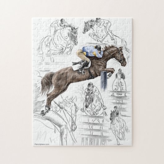 Jumper Horses Fences Montage Legpuzzel (Verticaal)