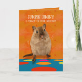Jumpin' Jiminy Funny Gerbil laat jarig Kaart (Voorkant)
