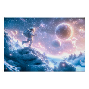 Jumping Astronaut Perfect Poster