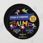 Jumping Bounce Neon Invitation à la fête d'anniver (Devant / Derrière)