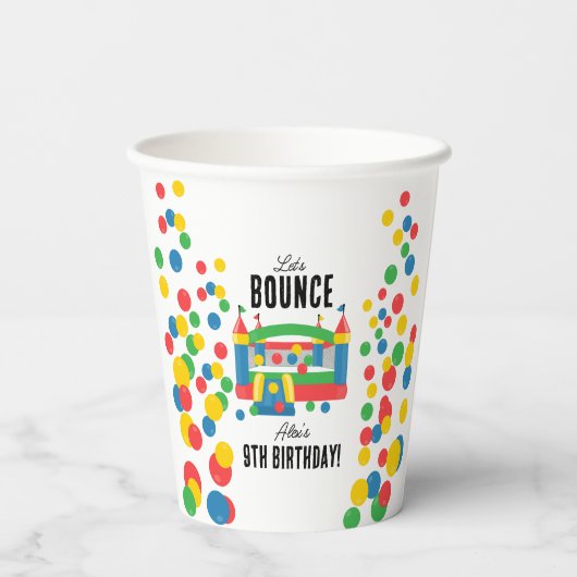 Jumping Bouncy Castle Kinder Bounce verjaardagsfee Papieren Bekers (Achterkant)