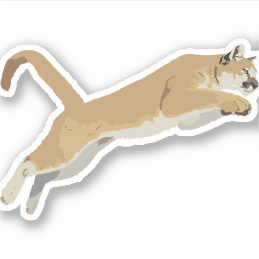 Jumping Cougar Sticker (Voorkant)