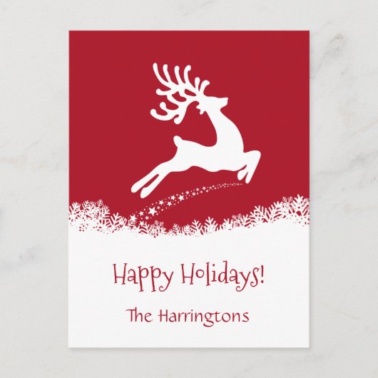 Jumping Deer texte personnalisé Vacances carte pos (Devant)