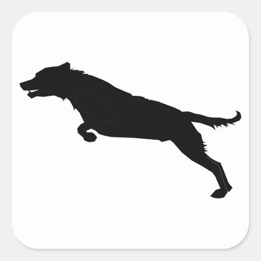 Jumping Dog Silhouette Vierkante Sticker (Voorkant)
