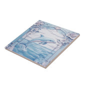 Jumping Dolphin Art Nouveau Faux Relief Lichtblauw Tegeltje (Zijkant)