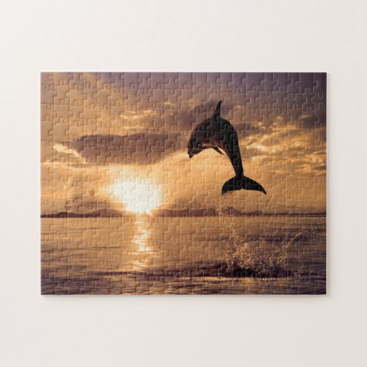 Jumping Dolphin in Sunset, Jigzaag Puzzle Legpuzzel (Horizontaal)