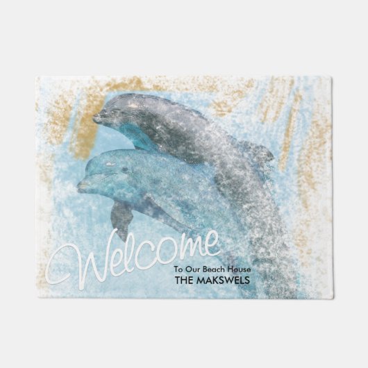 Jumping Dolphins Beach House Welcome Mat (Voorkant)